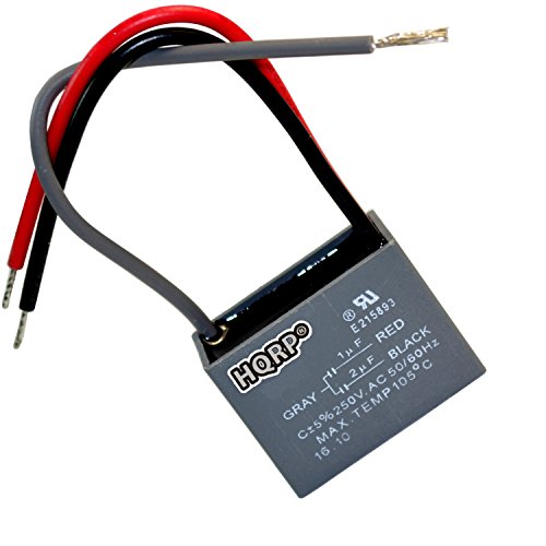 Hqrp 2 Pack Ceiling Fan Capacitor Cbb61 1uf 2uf 3 Wire Plus