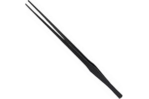 QLXHBOT Stainless Steel Polished Extra Long 15 inch Tongs Tweezers with Precision Serrated Tips for Garden,Aquarium Fish Tank, Indoor, Outdoor, black 1Pcs