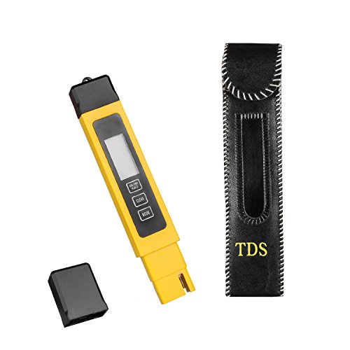 TBTeek Digital TDS EC Meter Professional Quality Water Tester and Temperature Meter with 0-9999 ppm Measurement Mini +/-2% Range Yellow and Premium Protective Leather Case - Thumbnail 4
