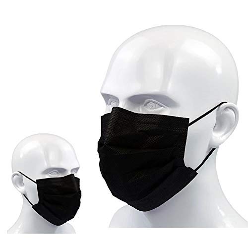Black Disposable Face Mask individually wrapped Black Masks Medical Mask Black Color 4ply Face Mask with Activated Carbon Disposable 4-layered Disposable Face Masks Masks for Women, Men and Kids (Black individually)