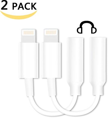 [2-PACK]Lightning Adapter3.5 mm Headphone Jack Adapter Cable Interface Headphone Connector/Converter for iPhone 7/7 Plus/6S/6 Plus[White][Not suitable for iPhone8 / x]