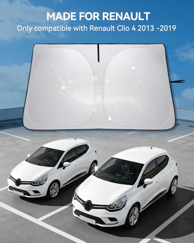 LANTU Windshield Sunshade for Renault Clio 4 IV RS 2013-2019 Foldable Sun Visor Protection with Storage Pocket Blocks UV Rays Sun Umbrella