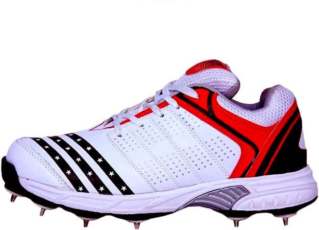 HITMAX Power Lightweight Cricket Shoes for Men - Metal Spikes, Rubber Sole, Superior Grip for Batting & Bowling