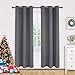 NICETOWN Bedroom Blackout Draperies Curtains Panels, Three Pass Microfiber Noise Reducing Thermal Insulated Solid Ring Top Blackout Window Curtains (Two Panels, 42 x 72 Inch, Gray) primary
