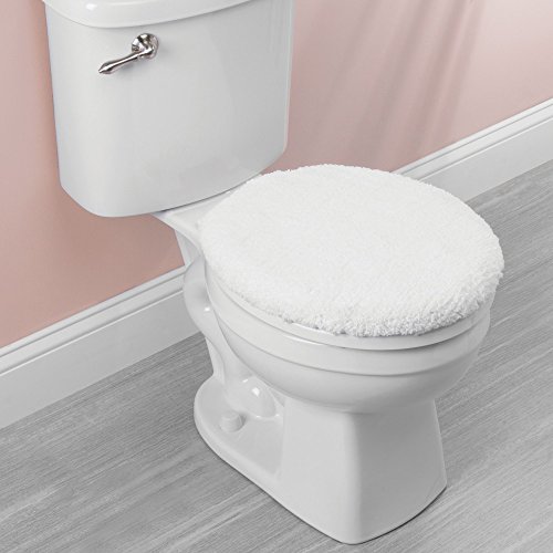 mDesign mDesign Soft Microfiber Polyester Bathroom Spa Rug Set - Water Absorbent, Machine Washable – Includes Plush Non-Slip Rectangular Accent Rug, Contour Mat, Toilet Lid Cover- Set of 3, Pure White - Thumbnail 2