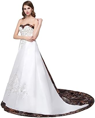 PrettyWish Camo Wedding Dress Bridal Gown Hot White Camo us22w