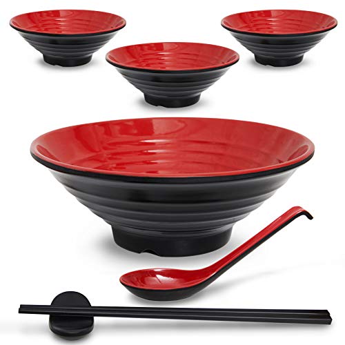 4 Sets (16 Piece) Large Japanese Ramen Noodle Soup Bowl Melamine