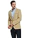 Pishon Men's Slim Fit Suits Casual One Button Flap Pockets Solid Blazer Jacket Business Daily Blazer, Khaki, Medium