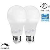 2-PACK 11W Dimmable LED A19 Bulb, 75W Incandescent Equivalent ENERGY STAR UL-listed Omnidirectional A19 Light Bulb, E26 Base 1100lm Coo White 5000K Daylight, 300 Degree Beam Angle for General Lighting