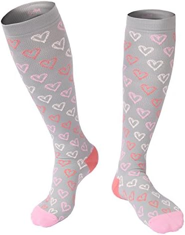 Compression Socks for Women Best For Sports,Flight Travel,Running,Nursing,Pregnancy,Promote Blood Circulation,Relief Heel,Ankle Pain-1 Pair (L/XL, Grey)