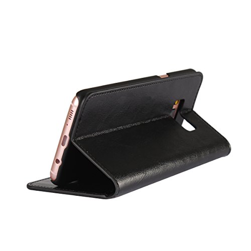 Galaxy S8 Case, Jaorty Genuine Leather Folio Flip Wallet Case Cover Book Design with Kickstand Feature with Card Slots/Cash Compartment for Samsung Galaxy S8 (5.8") - Black