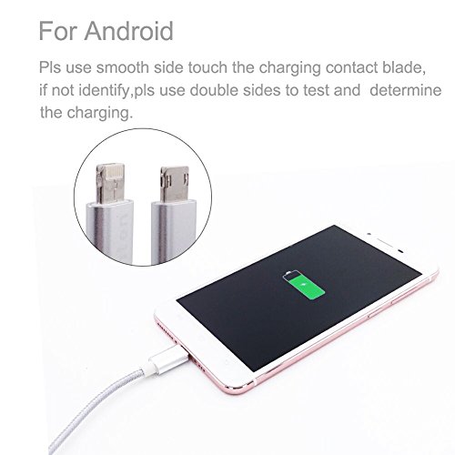 Vanten(TM) 3ft Reversible Apple iPhone 7 / iPhone 7plus Lightning Cable and Micro USB Cable Nylon Braided 2 in 1 Joined USB Cord for iOS and Android with One Plug (1 Pack)