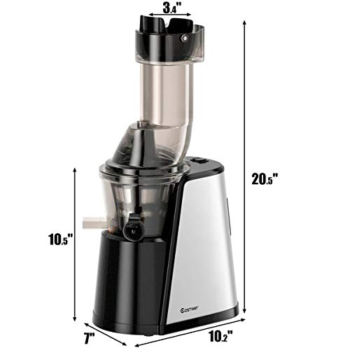 COSTWAY Slow Juicer Masticating Machine with 3.4 inch Wide Chute
