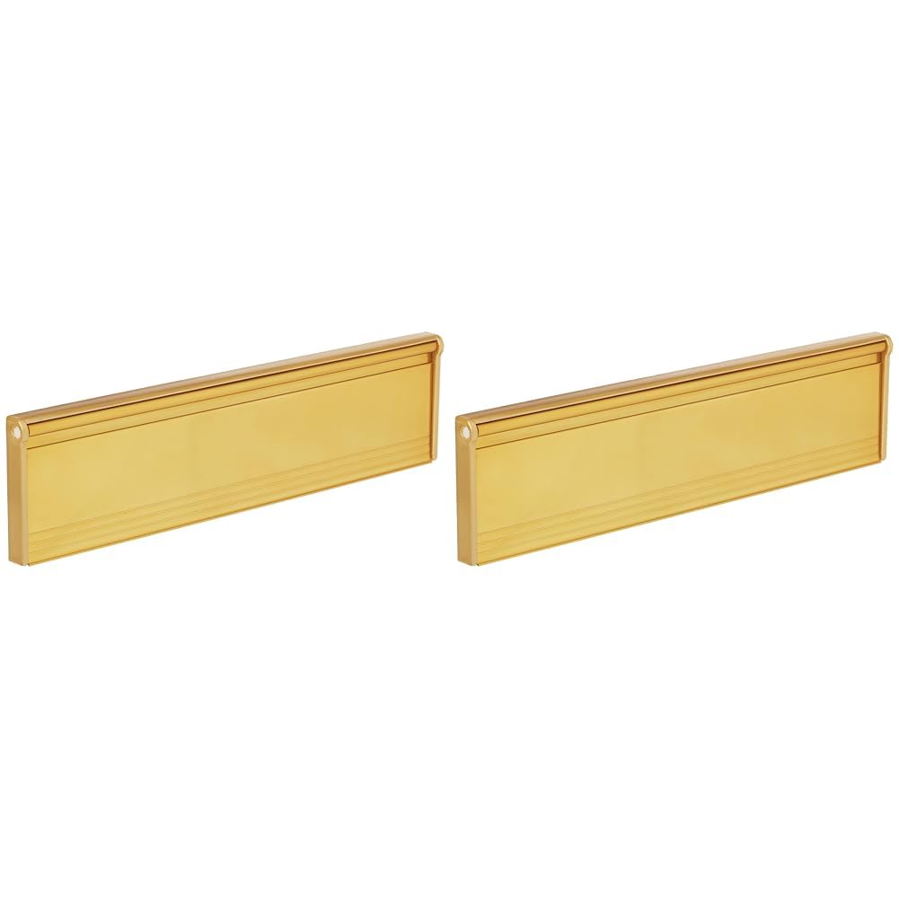 STORMGUARD 06SR0310000G Letter Box Cover with Brush & Flap for Internal OR External Use-Gold Finish, External dimension 293 x 77mm (Internal Aperture 254mm x 40mm) (Pack of 2)