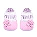 DZT1968® Baby Girl Cloth Soft Sole Round Dot Prewalker Mary Jane Shoes With Flower (M(6~12 Months), Pink)