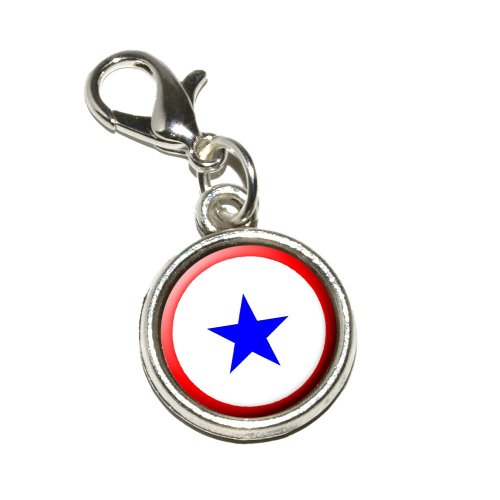 Graphics and More Blue Star Flag One 1 War Mother Service Antiqued Bracelet Pendant Zipper Pull Charm with Lobster Clasp