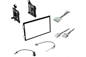 ASC Audio Premium Car Stereo Install Dash Kit, Wire Harness, and Antenna Adapter for Select Nissan Vehicles - Double Din Radio Compatible