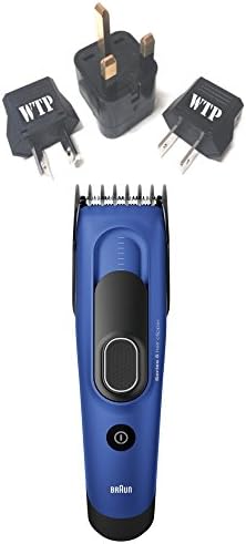 Bundle 2 Items: Hair Clipper + WTP Plug Kit - Braun HC5050 Clipper - USE WORLDWIDE IN ANY COUNTRY! Dual Voltage for Travel!