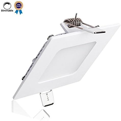 LED Panel Light, SunGlobal 12W Dimmable Square Ultra-thin Recessed Ceiling Light, 80W Incandescent Equivalent, 960lm, Warm White 3000K, Cut Hole 6.1 Inch, Downlight with 110V LED Driver