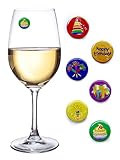 Birthday Wine Charms - Magnetic Glass Markers That Make Great Birthday Party Favors set of 6