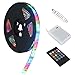 BLIIFUU LED Strip Lights 5V Battery Case Flexible Powered RGB TV Backlight SMD 3528 IP65 Waterproof Strip Light with 20 Keys Remote Control Voice Control Multi Color Changing 2M/6.56ft Music Light
