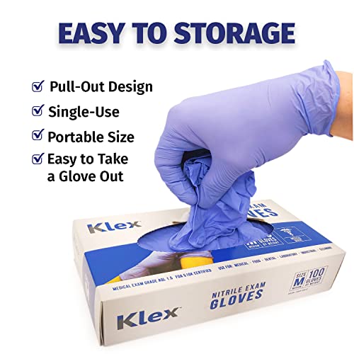 (1000) Klex Nitrile Exam Gloves Medical Grade, Powder Free, Rubber