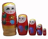 Red Set of 5 Cutie Nesting Dolls Matryoshka Madness Russian Doll