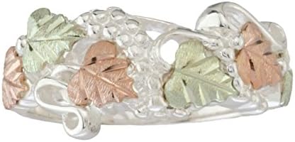 Black Hills Gold on Sterling Silver Leaf and Vine Band Ring - Size 5