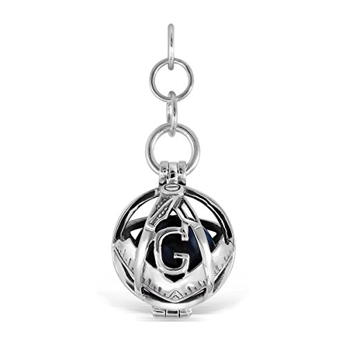 WithLoveSilver 925 Sterling Silver Freemason Masonic Mason Ball with 15mm Globe Ball Key Holder Ring (No Spring Ring)