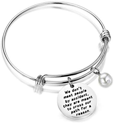 HOLLP Coworker Leaving Gifts Retirement Jewelry We Don't Meet People by Accident They are Meant to Cross Our Path for A Reason Leaving Goodbye Friendship Memorial Bracelet Going Away Gifts