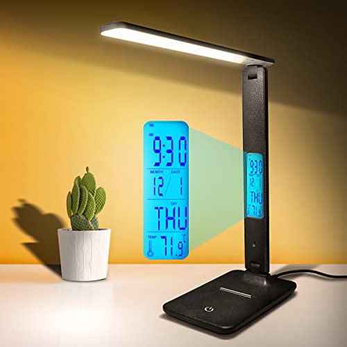 Desk Lamp LED Desk Light, Smart Features(Clock, Alarm, Date
