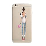 iPhone 7 Plus Case, Axiba Girl Printed Transparent TPU Carring Case Cover for iPhone 7 Plus 5.5 Inch (H)