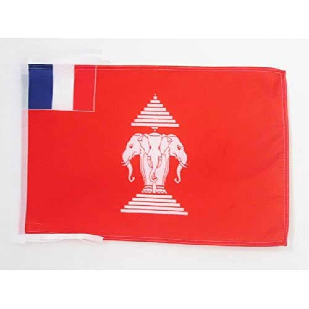 AZ FLAG - French Protectorate of Laos Flag - 18'' x 12'' - 100% Polyester Indochina Small Banner with Two Cords - Fade Resistant - Vivid Colors - 18x12 in - 45x30 Cm — image 1