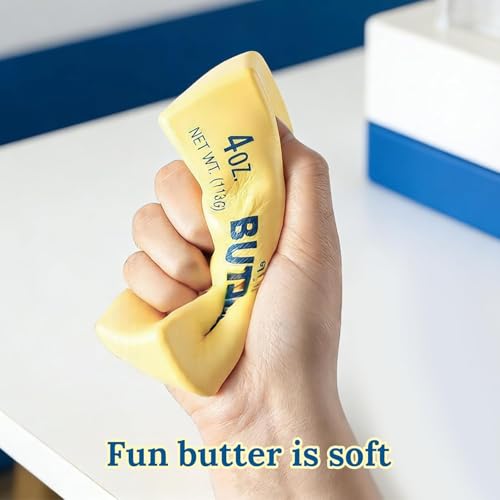 Butter Squishy, Sensory Cheese Block Slow Rise Squishy, Adults Soft Novelty Rebounding Sensory Theme Cheese Butter Stress Balls, (a Set of 2pcs) (C)