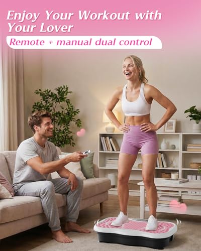 Vibration Plate Exercise Machine for Lymphatic Drainage, 180 Speeds Vibrating Fitness Platform for Full Body Workout and Weight Loss, 300 Lbs Capacity with Resistance Bands and Bluetooth for Women Men