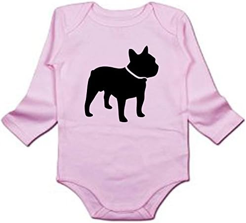 Custom French-Bull-Dog Baby Onesie Infant Long Sleeve Bodysuit- Pink (0-6M)