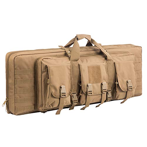 XWLSPORT AK47/AR16 Tactical Rifle Case Double Carbine Bag Outdoor Molle Deluxe Double Rifle Gun Bag Padded Long Gun Case & Rifle Storage Backpack(2 Sizes and 6 Colors to chooese from) (TAN, 42inch) - Thumbnail 7