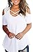 Cold Shoulder Shirts for Women White Loose Fit Criss Cross Basic Tops Cute Fashion Tee XL