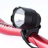 MTB Bicycle Light Headlight Riding Equipment Accessories USB Mobile Power Supply T6 Lamp Beads 3 Files Dimming Mode Jogging Camping Hiking (Black)
