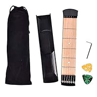 GOSONO Pocket Acoustic Guitar Practice Tool 6 String Fingerboard 6 Fret Chord Trainer Portable Gadget with 2 Pick
