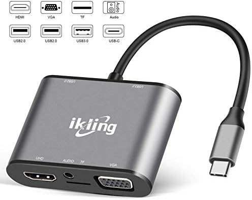 USB C Hub, USB C Adapter with Type C Charging Port, 4K HDMI,3.5mm Audio Headphone Jack, USB 3.0, 2 USB 3.0 Ports,TF Slot, Compatible for MacBook Pro 2015/2016,Chromebook & more USB C Devices