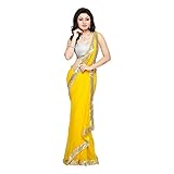 Fab Glory Women's Georgette Embroidery Sarees With Un-Stitched Blouse Free Size Yellow