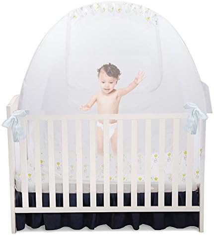 Baby Crib Pop Up Tent: Infant Bed Safety Canopy Cover &amp; Mosquito Net for Nursery