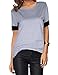 YesFashion Women's Casual Round Collar Short Sleeve T-Shirt Blouse Tops (L, Grey)