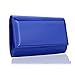 WALLYN'S Women Woven Leather Clutch Purses, Evening Bag Handbag Solid Color (Woven Blue)