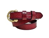 True Religion Women's Thin Basic Leather Belt in Burgundy