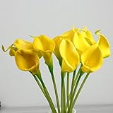Orangeskycn Lily Artificial Flowers, 10Pcs Mini Artificial Calla Wedding Flowers Bouquet Calla Lily Foam Decor (Yellow)