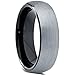 [Envyj] 6mm Tungsten Rings Carbide Enamel Domed Round Brushed Two Tone Men's Women Wedding Band Ring Comfort Fit Finish Fit Size 5-16 w/ Velvet Ring Box Lifetime Guarantee Free Shipping