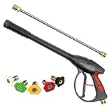Sooprinse High Pressure Washer Gun Power Spray Gun 4000psi with 19 inch Extension Replacement Wand Lance,5 Quick Connect Nozzles for Honda Excell Troybilt, Generac, Simpson, Briggs Stratton