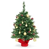 Best Choice Products 22-inch Pre-Lit Battery Operated Tabletop Mini Artificial Christmas Tree Decor w/UL-Certified LED Lights, Red Berries, Gold Ornaments, Green